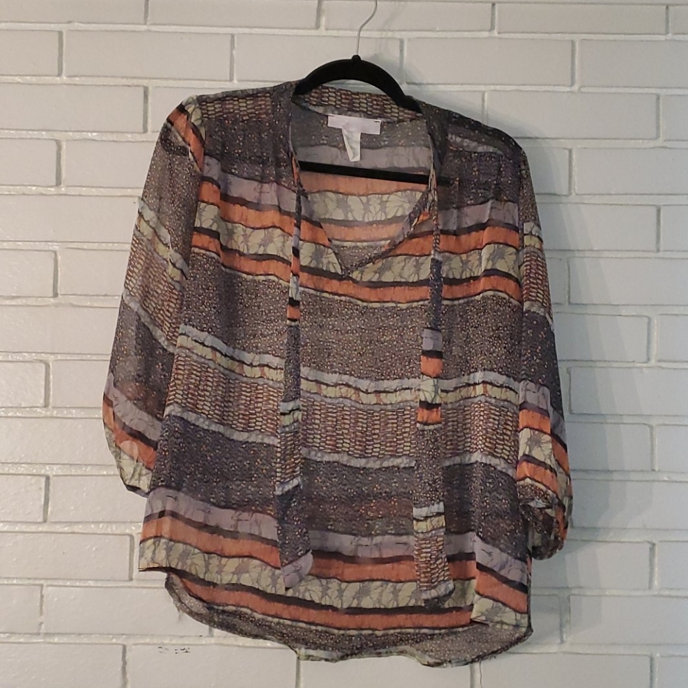 Flowy stripe print patterned blouse